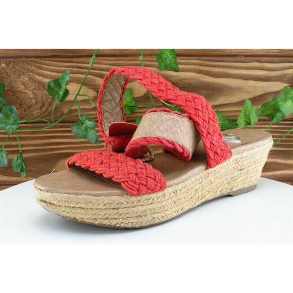 Jessica Simpson Sz 7.5 M‎ Orange Ankle Strap Fabric Women Sandals Leila - Picture 1 of 11